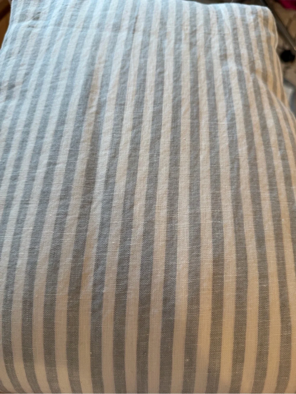 Quince European Linen Duvet Cover Set King / Cal King Mist/White Stripe